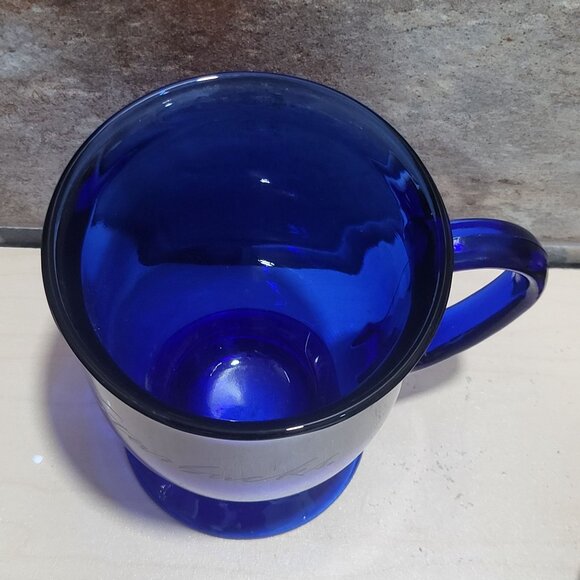 Vintage Starbucks Cobalt Blue Glass Pedestal Mug - Picture 2 of 10